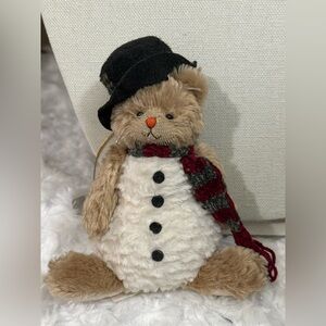 Adorable Snowman Teddy Bear ornament with Scarf